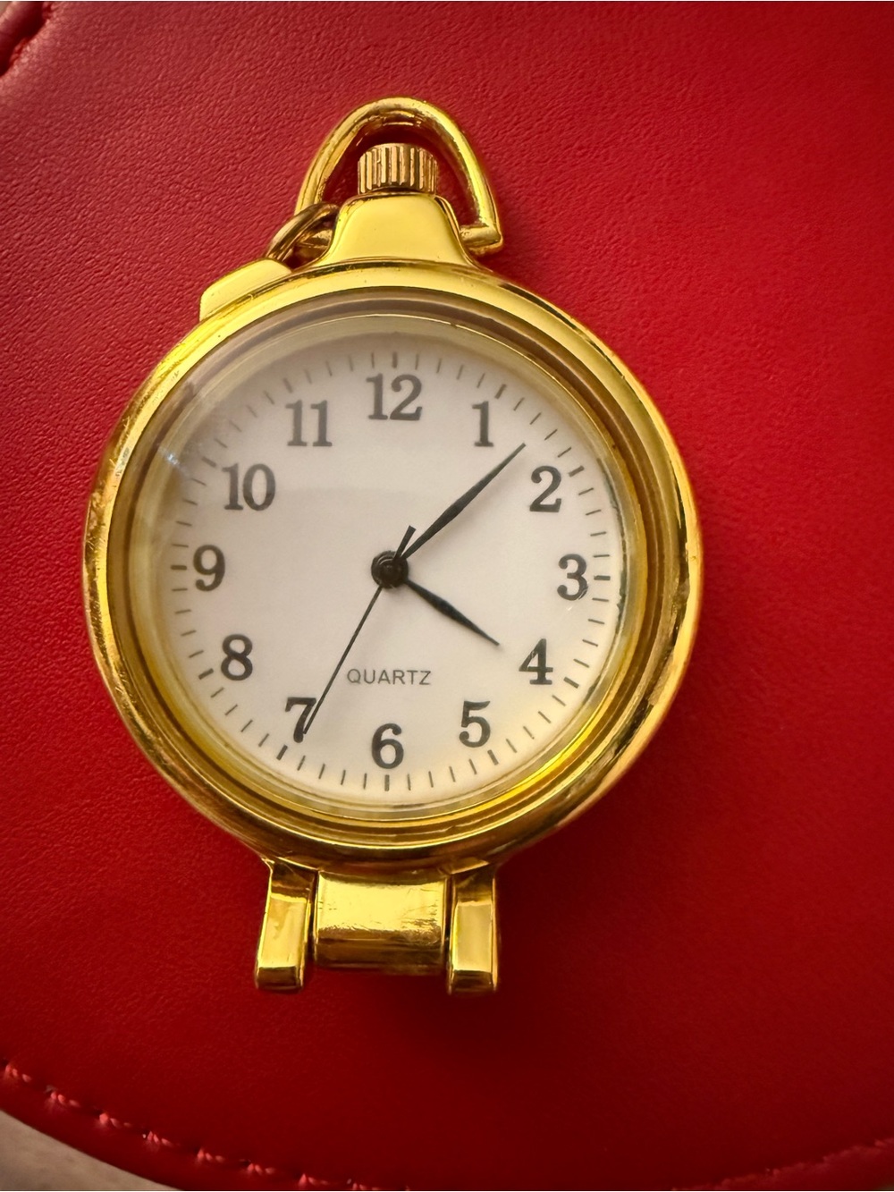 Beautiful Golden Pocket Pendant Quartz Watch with White Dial